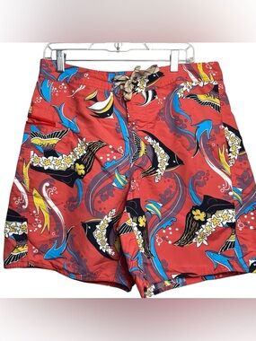 Patagonia Board Shorts Trunks Red Sealife Sz 34